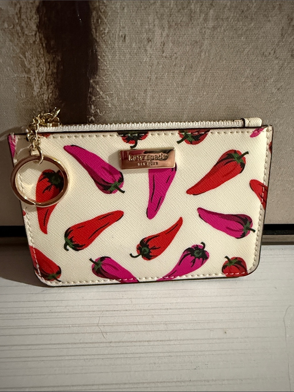 Kate Spade chili pepper card holder and pouch EUC